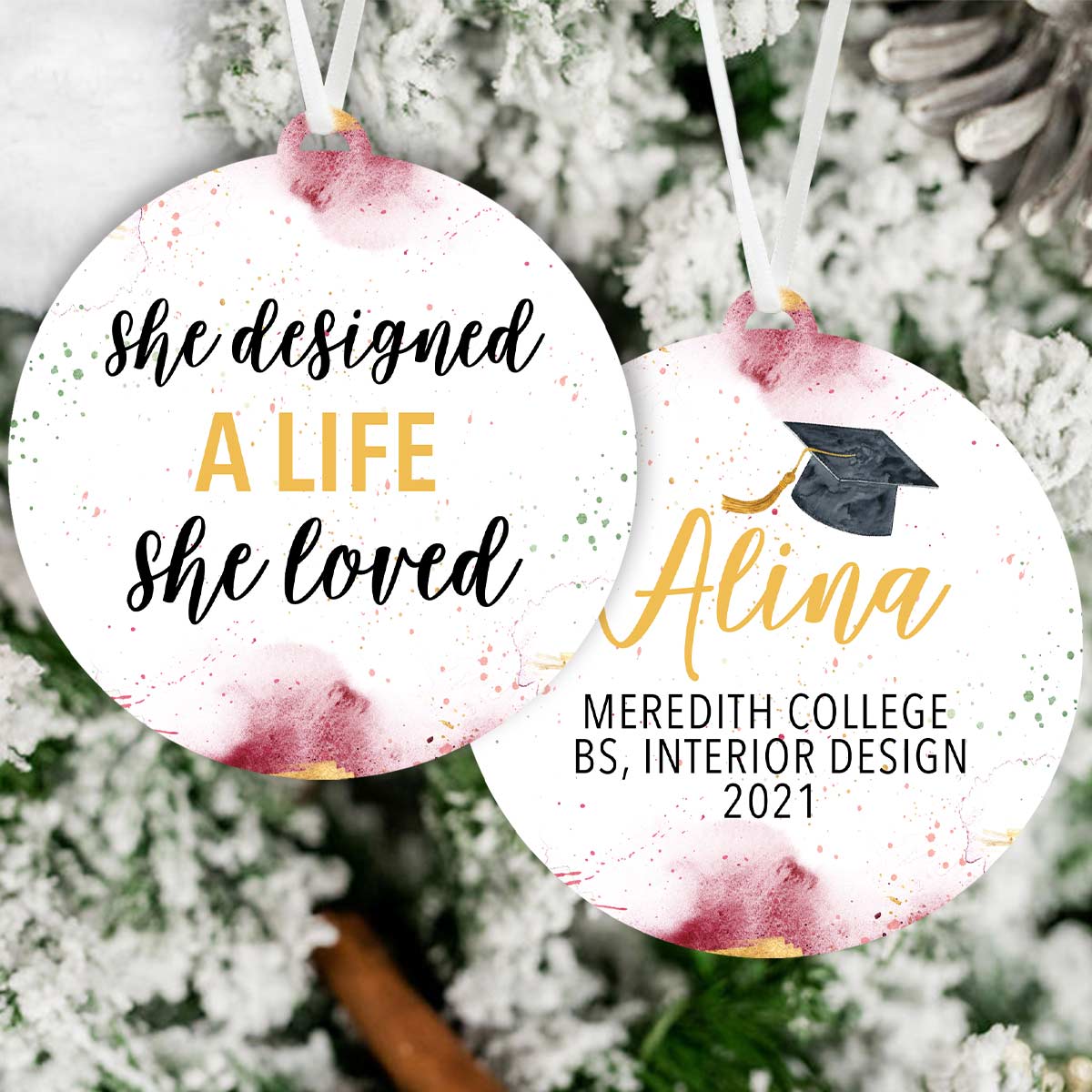 She Designed A Life She Loved Interior Design Graduation Ornament