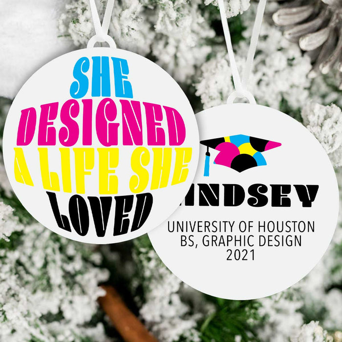 She Designed A Life She Loved Graphic Design Graduation Ornament