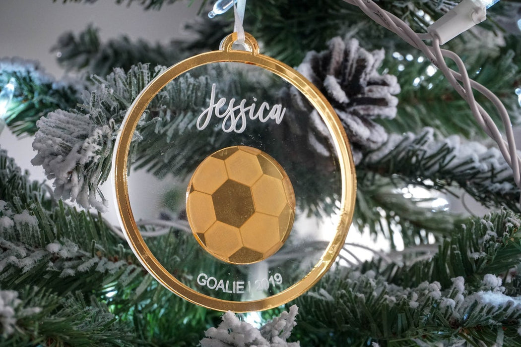 Soccer Player Personalized Engraved Christmas Ornament