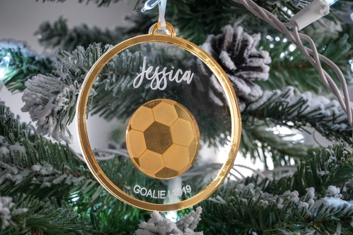 Soccer Player Personalized Engraved Christmas Ornament
