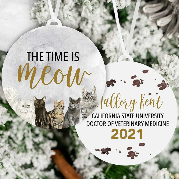The Time is Meow Veterinarian Graduation Ornament