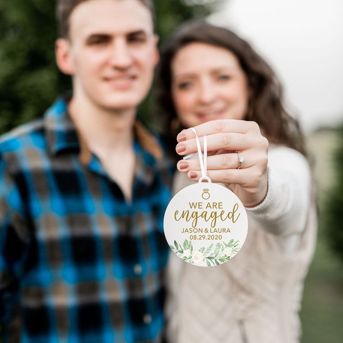 We Are Engaged Personalized Christmas Ornament