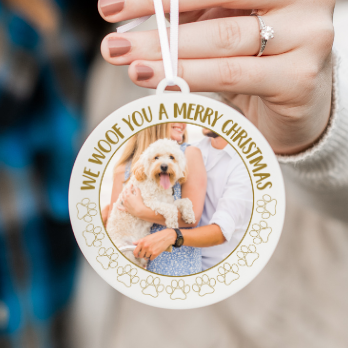 We Woof You a Merry Christmas Photo Christmas Ornament