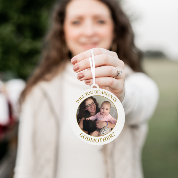 Personalized Godmother Proposal Photo Christmas Ornament