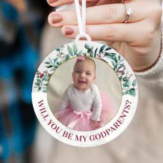 Godparents Proposal Photo Christmas Ornament