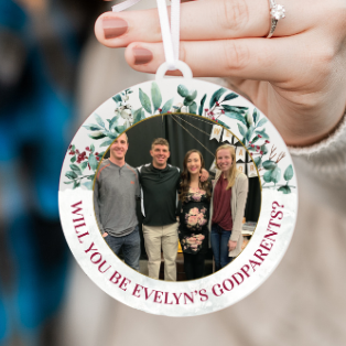 Personalized Godparents Proposal Photo Christmas Ornament