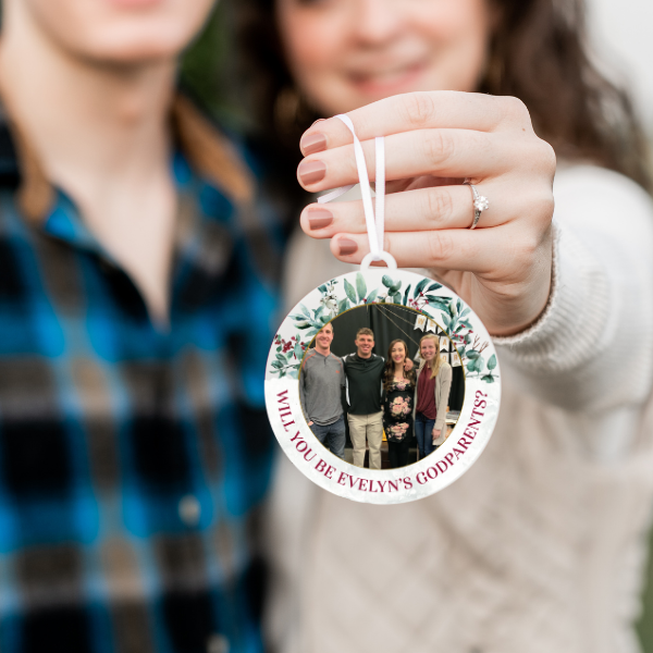 Personalized Godparents Proposal Photo Christmas Ornament