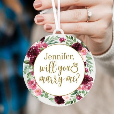 Will You Marry Me Personalized Proposal Christmas Ornament